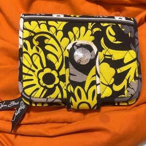 Vera Bradley Yellow, White, Black & Gray Floral Quilted Wallet